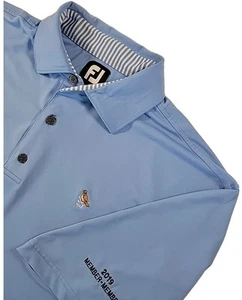 FootJoy Performance Golf Shirt Mens Large Stretch Polo Blue Striped Collar - Picture 1 of 12