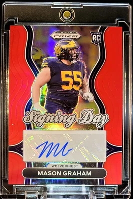 Mason Graham 2025 Panini Prizm Selecciones del Draft DP/100 Rojo Día de la Firma Auto RC 🔥 Foto 1 de 3