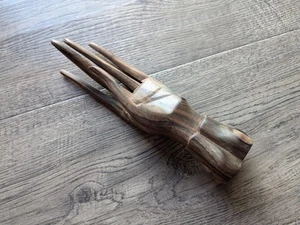 7" Vintage Dark Wood Carved Hand Sculpture for Home Decor or Jewelry Display - Picture 1 of 10
