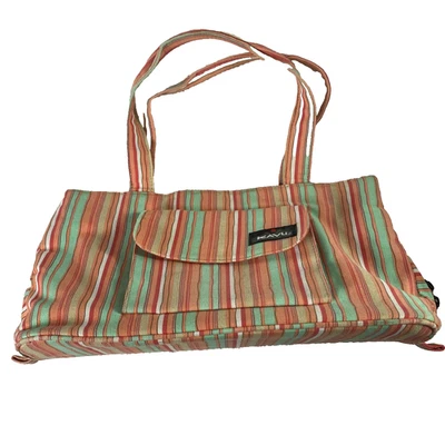 Bolso de Hombro de Lona KAVU Bolso de Mano Multicolor Rayas Doble Correa Bolsillos con Cremallera Foto 1 de 4