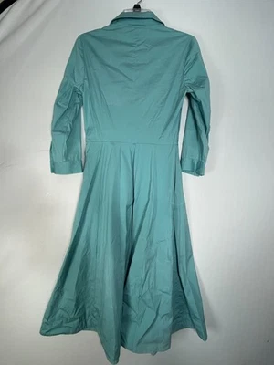Lafayette 148 New York Womens Long Sleeve Collared Midi Shirt Dress green 4 - Image 1 of 4