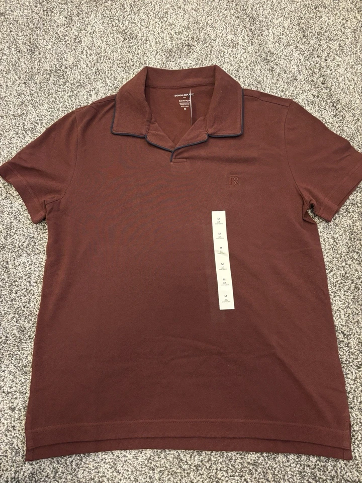 Banana Republic 男式修身皮克 Polo 颜色:红木顶篷中号(全新) — 第 1/1 张图片