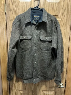 Mens Vintage Woolrich Wool Blend Button Up Shirt Large Herringbone EUC - Image 1 of 4