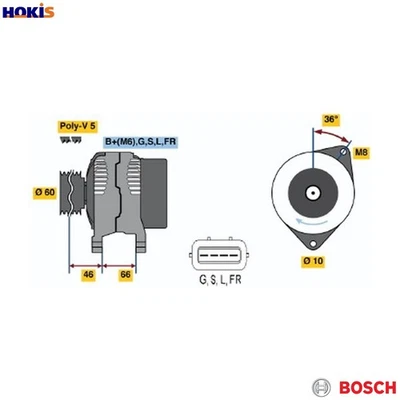 ALTERNATOR 0 986 042 301 FOR MITSUBISHI LANCER/CARGO/Van/VII 4G18 1.6L 4cyl - Image 1 of 4