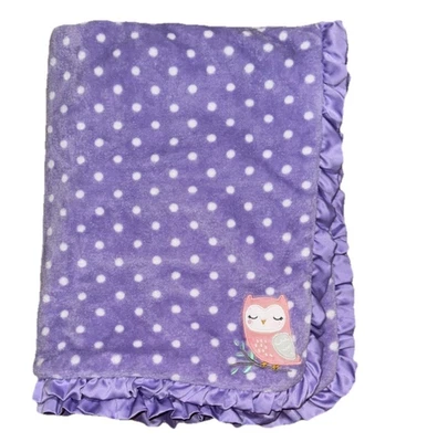 Manta de bebé Carters púrpura a lunares con búho 2 capas 30x40 Foto 1 de 4