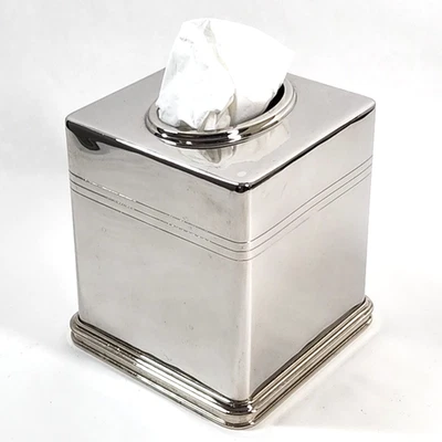 Restauración Hardware Boticario Metal Pañuelo Soporte Cubierta Plateado Cromo Pulido Foto 1 de 4