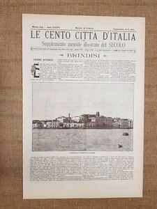 Le Cento Città d'Italia 28 febbraio 1899 Brindisi Il Secolo Sonzogno Ristampa - Imagen 1 de 1