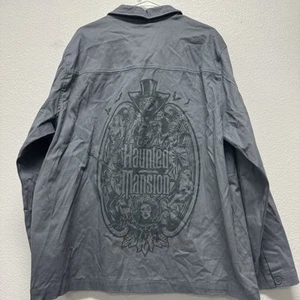 Disney Shirt Jacket Adult XL Gray Haunted Mansion Madame Leota Button Up - Picture 1 of 5