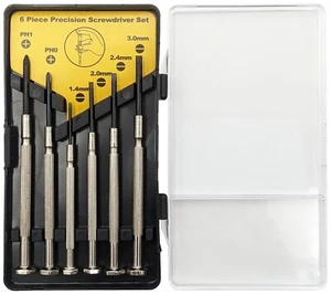 6 Piece Precision Screwdriver Set with Case - Includes Phillips and Flat-Head - Picture 1 of 4