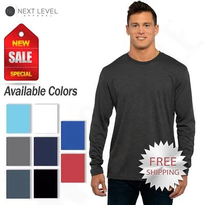 NEW Next Level Men's Preimium Fit Triblend Long Sleeve Crew Neck T-Shirt M-6071 - Image 1 of 2