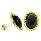 9Ct Gold Onyx Rope Edge Oval Stud Earrings,Made In Uk, Birthday Gift Boxed Gs720