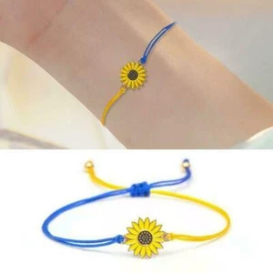 Blue & Yellow Sunflower Fashion Bracelet Ukrainian Flag Bring Hope Peace - Picture 1 of 7