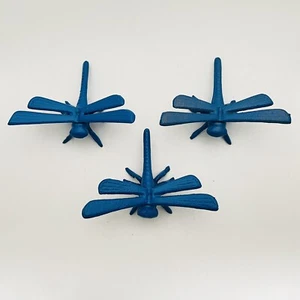  Blue Cast Iron Garden Bugs DRAGONFLY Figurines Flower Insect Dragonflies  3Pc - Picture 1 of 12