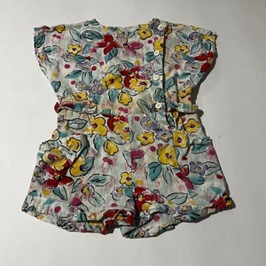 Naturally Sweet Toddler Floral 1 Piece Romper Pockets Buttons Tie Vintage - Picture 1 of 12