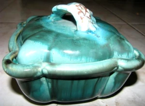 RARO PAL-CERÁMICA PINTADO A MANO AZUL-VERDE VIDRIADO CAJA DE CERÁMICA ISRAELÍ AÑOS 50 - Imagen 1 de 4