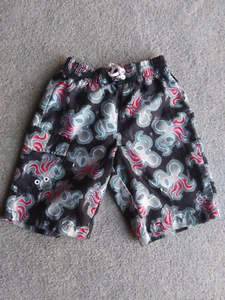 Boys OP Swimsuit, Swim Trunks, Size Small 6/7, Octopus, Black, Mesh Lined - Picture 1 of 3