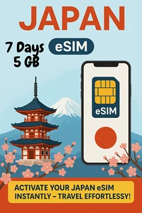 Best JAPAN KDDI esim Data Travel e sim High-Speed 5G /4G 📶 7 Days 5 GB - Picture 1 of 14