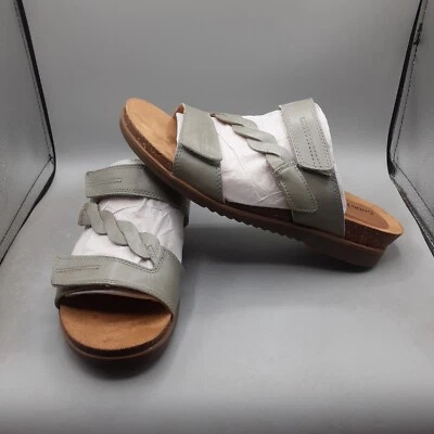 Sandalias Cobb Hill May Slide para mujer 8,5 W cuero trenzado verde con tiras Foto 1 de 4