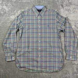Polo Ralph Lauren Men's Shirt Medium Button Down Long Sleeve Pink Green Preppy - Picture 1 of 11
