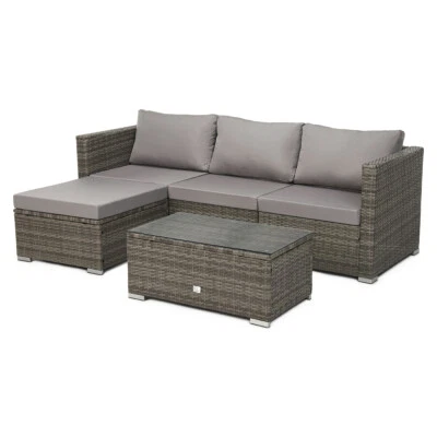 SVITA Poly-Rattan Lounge QUEENS Sofa Gartenset Garnitur Gartenmöbel Grau  - Bild 1 von 4
