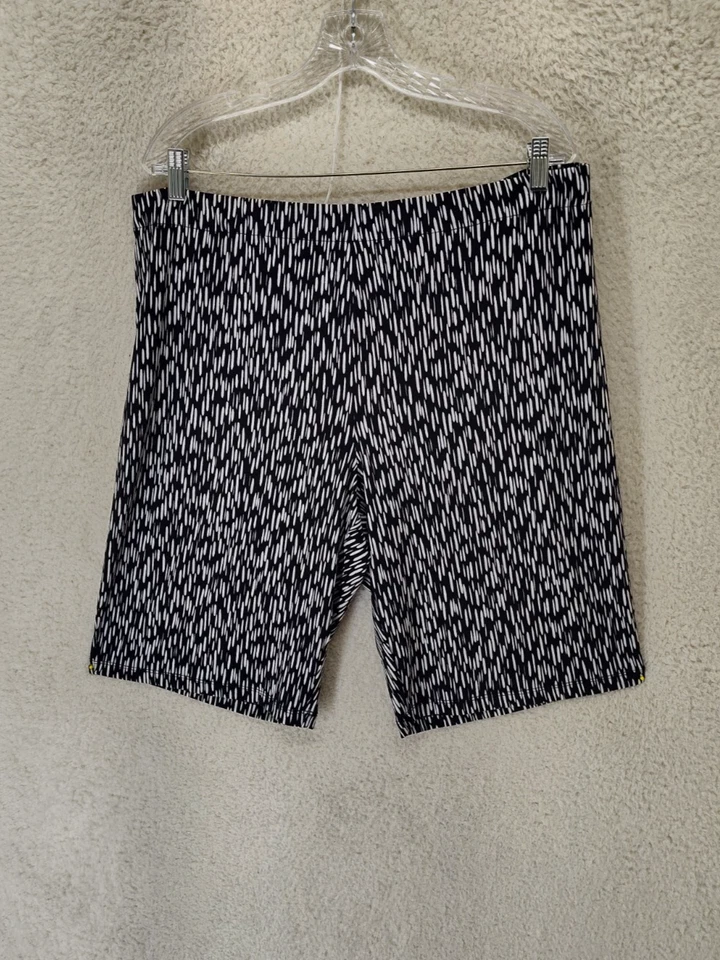 Pantalón Corto Susan Graver Mujer 1XP Negro Estampado PolyBlend Pull On Elástico Ajuste Regular Foto 1 de 4