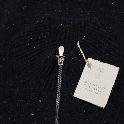 Brunello Cucinelli NWT Full Zip Sweater Size 50 (US M) in Blue Melange Wool/Cash - Image 1 of 4