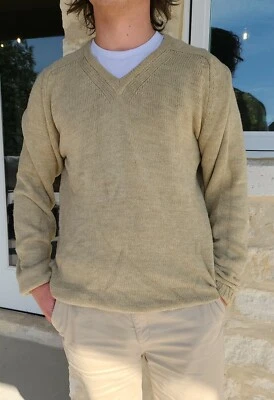 Vtg. Kings Road (SEARS) Lamb's wool blend MadeU.S.A "Grandpa" Sweater Tan Sz. L - Image 1 of 4