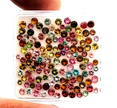 Natural Multi Tourmaline Round Cut Loose Gemstone Lot 70 Pcs 2.50-2.75 MM 5 CT - Image 1 of 4