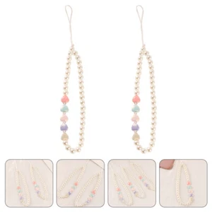 2 Pcs Mobile Phone Chain Pearl Wrist Strap Lanyard for Cellphone - Zdjęcie 1 z 12