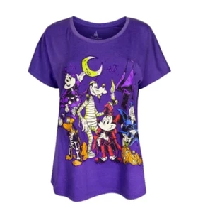 Disney Mujer Camisa Grande Halloween Mickey y Amigos Brillo Damas Top NUEVO - Imagen 1 de 9