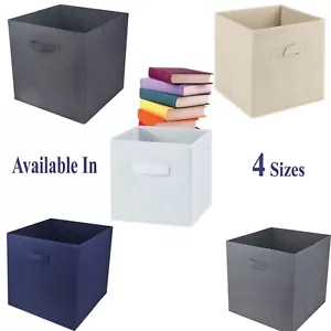 FOLDABLE SQUARE STORAGE COLAPSIBLE FOLDING BOX CLOTHES ORGANIZER FABRIC CUBE - Picture 1 of 11