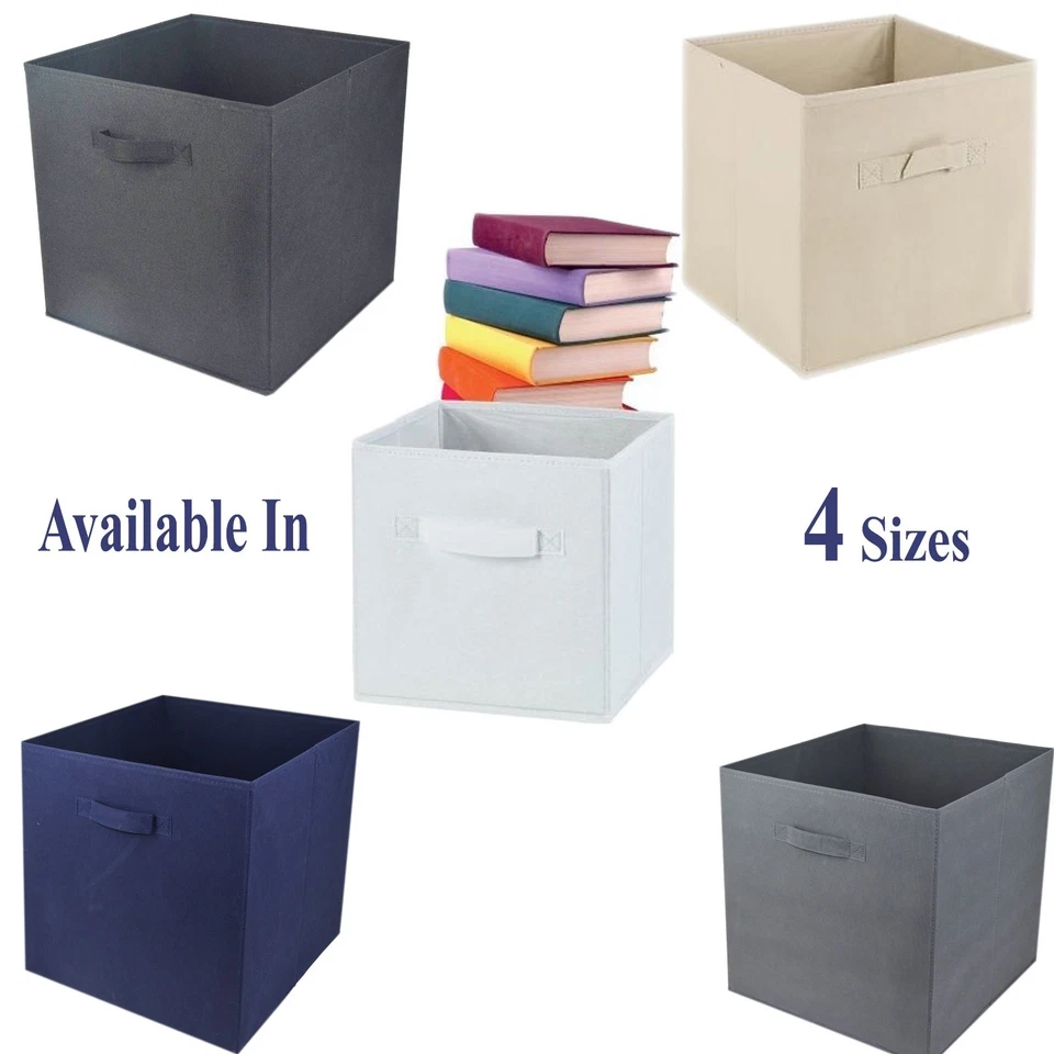 FOLDABLE SQUARE STORAGE COLAPSIBLE FOLDING BOX CLOTHES ORGANIZER FABRIC CUBE - Image 1 of 1