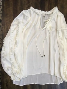 Chelsea & Violet Medium Cream Women's Ruffle Top NWT Polyester - Picture 1 of 10