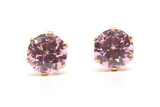 9ct Gold Pink CZ Studs earrings 5mm Round Gift Boxed Made in UK Birthday Gift