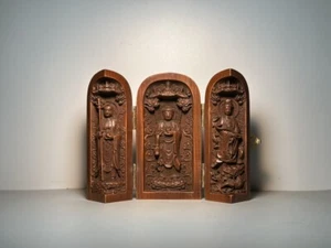 Old Collection Woodcarving Three Open Box Decorative Pieces Dancing Three Saints - Picture 1 of 5