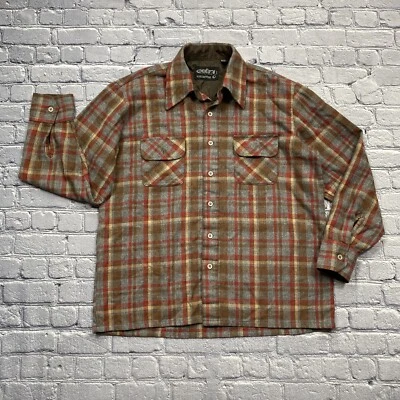 Camisa abotonada vintage de la colección Cellini para hombre L a cuadros lana franela chamarra Foto 1 de 4