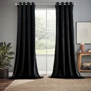 Set of 2 Velvet Heavyweight Grommet Top Curtains - Picture 1 of 27