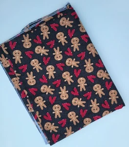 Extra Large Snuggle Flannel Ginger Breadman Hearts Baby receiving blanket 42x 54 - Picture 1 of 4