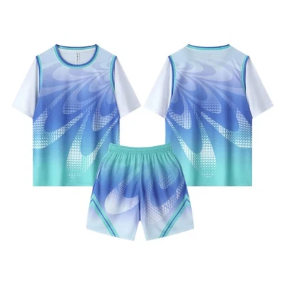 Kids Boys Set Sports Suit Sportswear Outfit With Shorts Round Neck Jersey Top - Image 1 of 3