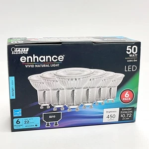6 pack Feit Enhance LED 6W (50W Equivalent) Light Bulb GU10 MR16 450 lumens - Picture 1 of 5