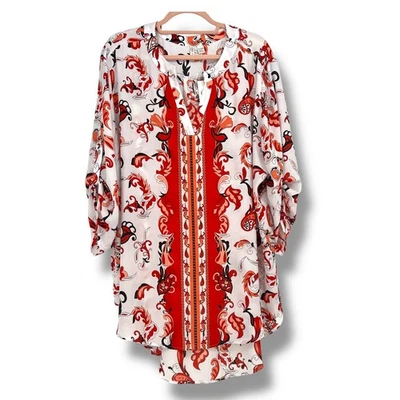 CATA 全新带标签雪纺花卉佩斯利束腰上衣 3X (22/24W) 官方服装节  — 第 1/4 张图片