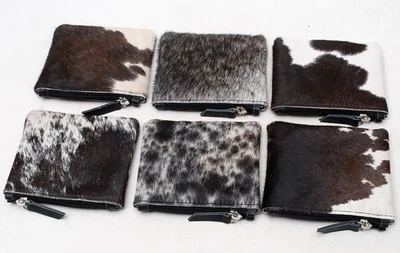 Monedero de cuero de vaca Bolsa de cambio de cuero Cartera con cremallera Unisex (6 piezas Moneda-5441 Foto 1 de 4