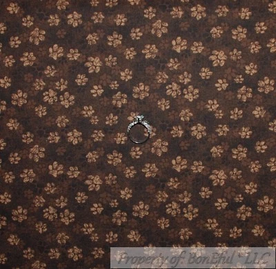 BonEful Fabric FQ Cotton Quilt Brown Tone Small Dog Cat Paw Print Calico Pattern - Image 1 of 4