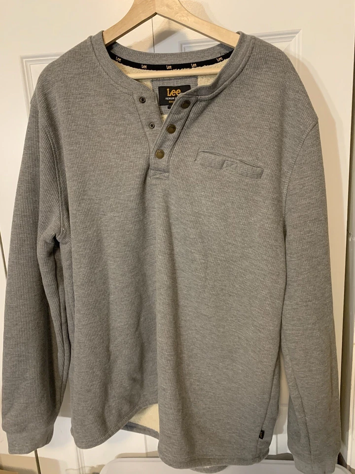 Рубашка Lee Premium Select Regular Fit серая шерпа с подкладкой Thermal Henley мужская размер XL - Изображение 1 из 4
