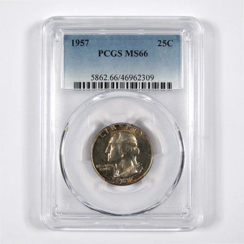 1957 Washington Quarter MS66 PCGS 90% Silver 25c Unc SKU:I8692 Cover