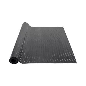 Diamond-Plate Rubber Flooring Roll, 3 mm x 4 ft x 6 ft Garage Floor Mat Black - Picture 1 of 11
