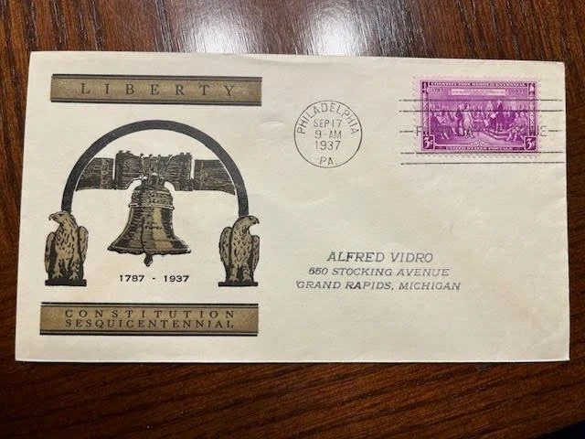 US First Day Cover - Scott 798 - Linprint cachet - Constitution Sesquicentennial - Image 1 of 1