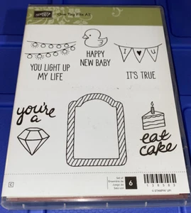 Stampin' Up! "One Tag Fits All" Klammerhalterung Gummistempel Baby Geburtstag Liebe Edelstein  - Bild 1 von 2