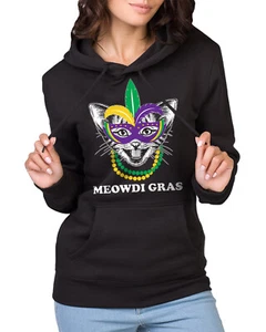 Meowdi Gras Cat Mardi Gras Unisex Hoodie Sweatshirt Funny New Orleans - Picture 1 of 5