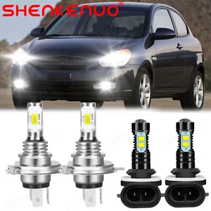 For Hyundai Accent 2000-2017 4x LED Headlight Hi/Lo +Fog Light Combo 6000K Bulbs - Picture 1 of 11